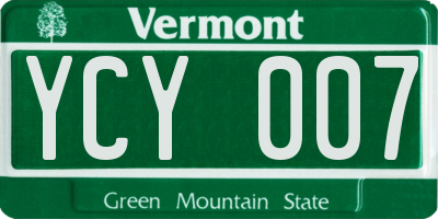 VT license plate YCY007
