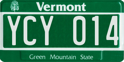 VT license plate YCY014