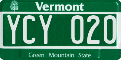 VT license plate YCY020