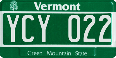 VT license plate YCY022