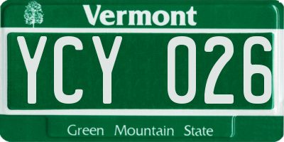 VT license plate YCY026