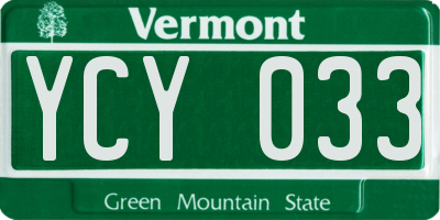 VT license plate YCY033