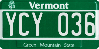 VT license plate YCY036