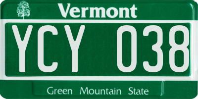 VT license plate YCY038