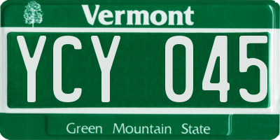 VT license plate YCY045