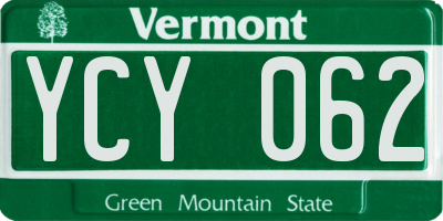 VT license plate YCY062