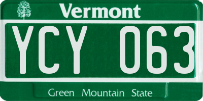 VT license plate YCY063