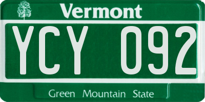 VT license plate YCY092