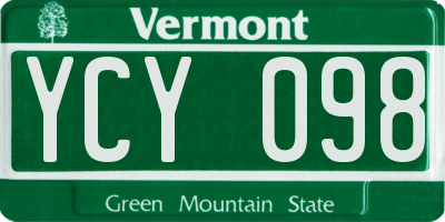 VT license plate YCY098