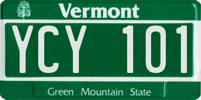 VT license plate YCY101
