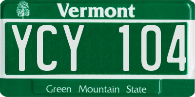 VT license plate YCY104