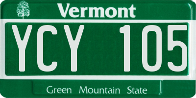 VT license plate YCY105