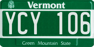 VT license plate YCY106