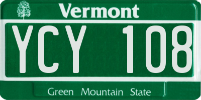 VT license plate YCY108