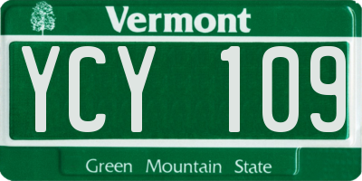 VT license plate YCY109