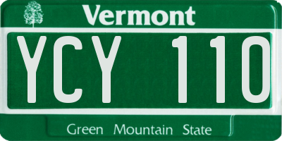 VT license plate YCY110