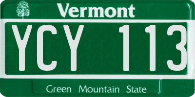 VT license plate YCY113
