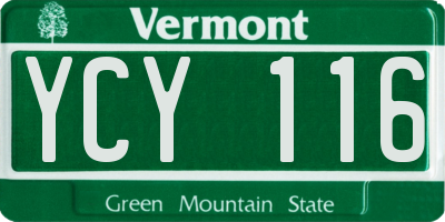 VT license plate YCY116