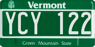 VT license plate YCY122