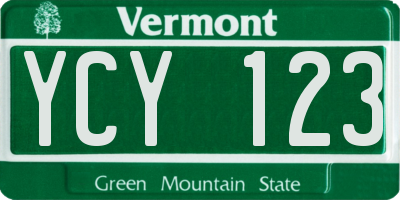 VT license plate YCY123