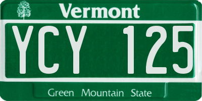 VT license plate YCY125