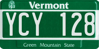 VT license plate YCY128