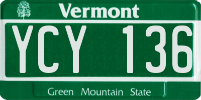 VT license plate YCY136