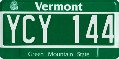 VT license plate YCY144