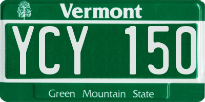 VT license plate YCY150