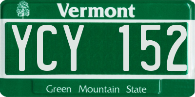 VT license plate YCY152
