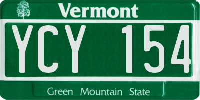 VT license plate YCY154