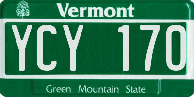VT license plate YCY170
