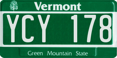 VT license plate YCY178