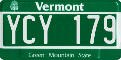 VT license plate YCY179
