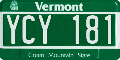 VT license plate YCY181