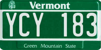 VT license plate YCY183