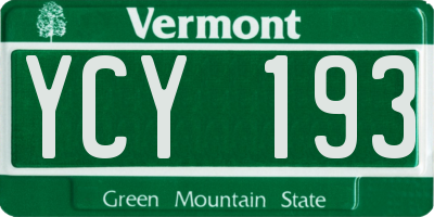 VT license plate YCY193