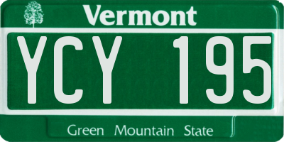 VT license plate YCY195