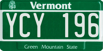 VT license plate YCY196