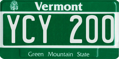 VT license plate YCY200