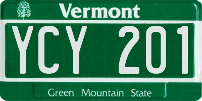 VT license plate YCY201