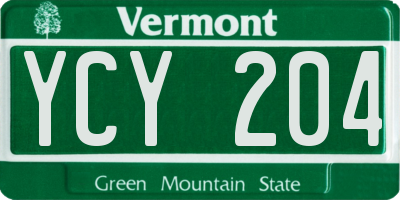 VT license plate YCY204
