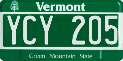 VT license plate YCY205