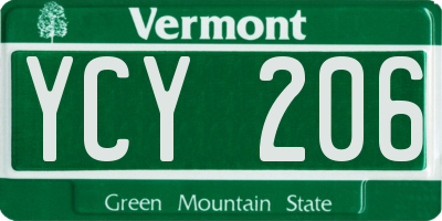 VT license plate YCY206