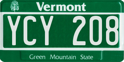 VT license plate YCY208