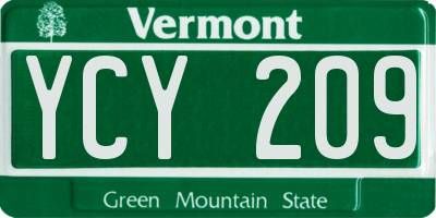 VT license plate YCY209