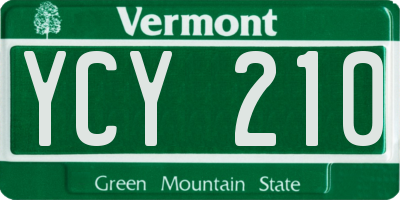 VT license plate YCY210