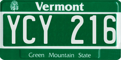 VT license plate YCY216
