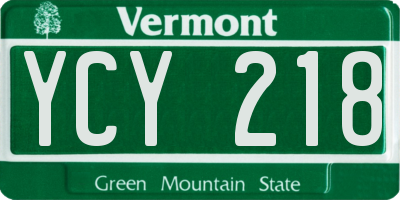VT license plate YCY218