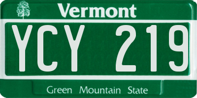 VT license plate YCY219